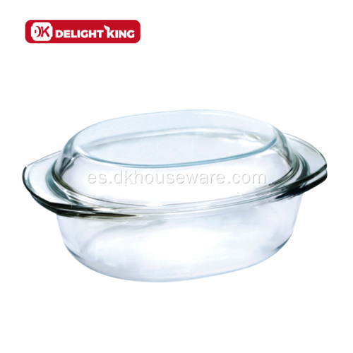 Cazuela de vidrio con calcomanía personalizada con tapa de plato de vidrio